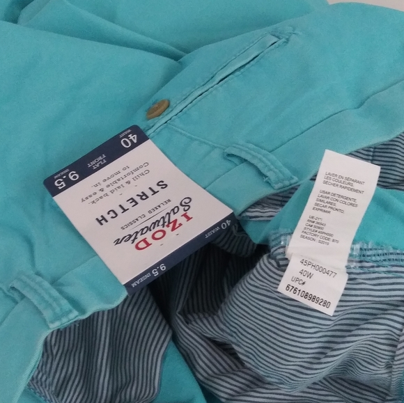 Izod relaxed Shorts Blue classic flat front size 40 - Picture 4 of 4